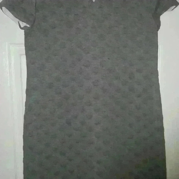 Cece beautiful, textured thick, gray shift dress with circle accents throughout - Picture 7 of 7